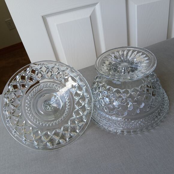 Anchor Hocking Wexford Cut Glass Footed Candy Dish with Lid vintage MCM - Picture 9 of 12